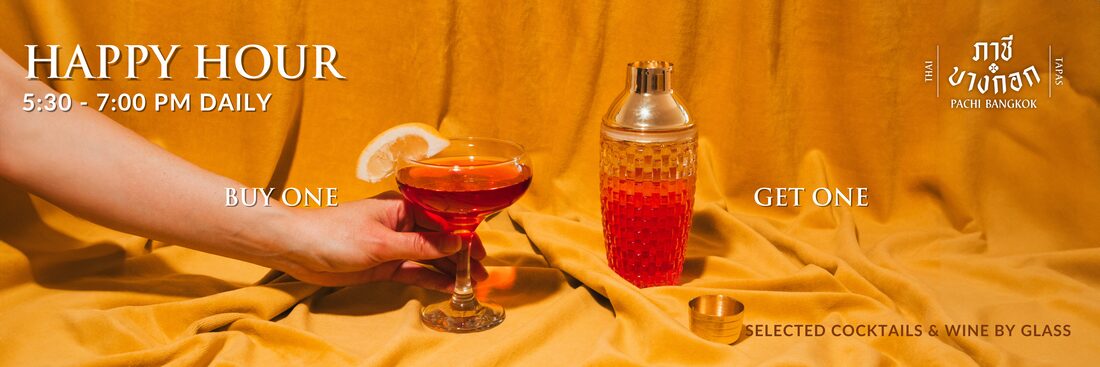 Happy Hour 5:30–7:00 PM daily — buy one get one, selected cocktails & wine by glass